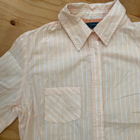 WEEKEND Pink Striped Cotton Button Down - Picture 3 of 8